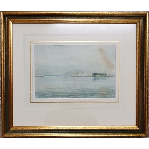 39 - Watercolour by John Petherwick (1790-1862) Prison Ship of Dublin Bay.c.22cm x 14.5cm Frame c.38cm x ... 