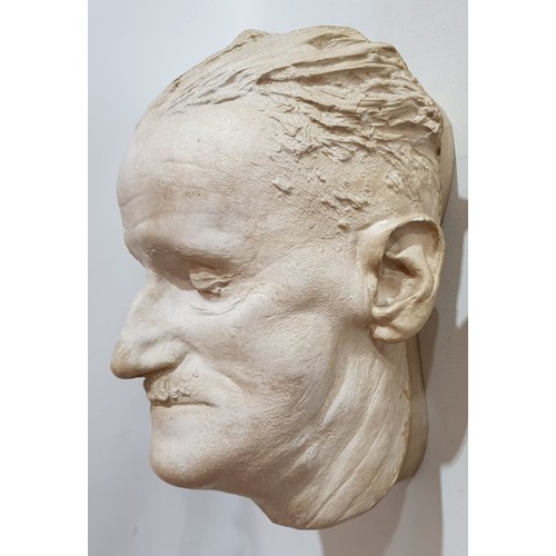JOYCE DEATH MASK. From the personal library of Éavan Boland and her husband, Kevin Casey. This casting of James Joyce’s death mask was given to Kevin Casey as a gift. The item reflects their deep engagement with Ireland’s literary tradition, and lends notable cultural resonance and authenticity to an object of exceptional rarity and significance. 11" x 8"