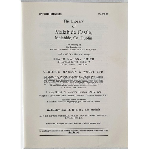 27 - Christies sale of library of Malahide Castle, Co. Dublin on 12th May, 1976