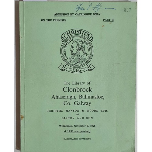 36 - Christies sale of the library of Clonbrock, Ahascragh, Co. Galway on the 3rd November, 197 with ephe... 