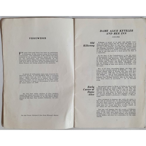 38 - Kytelers Inn, published by the Kilkenny People. Pp. 31. 1966. In original wraps. Promotional publica... 