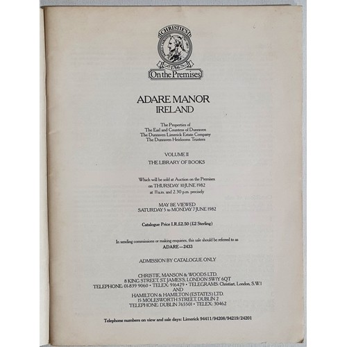 44 - Christies catalogue of library of Adare Manor on 10th June, 1982.