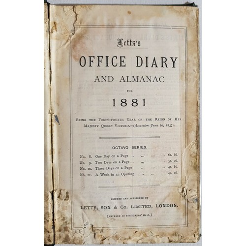 56 - Handwritten diary for the year 1881 by T. O. Springfield (Thomas Osborn Springfield) of Anner Castle... 