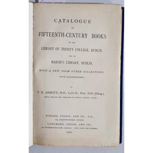 27 - T.K. Abbott. Catalogue of Fifteenth-Century Bindings in the library of Trinity College, Dublin &... 