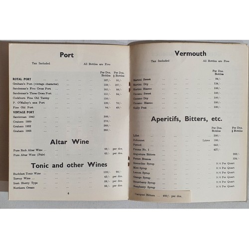 51 - P. O&rsquo;Malley & Co. [Limerick] Limited. Wholesale Tea and Wine Merchants Limerick. Price Lis... 