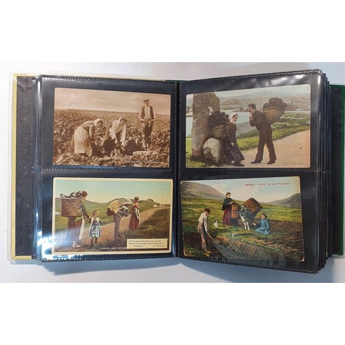 3 - Postcards-Irish Scenes. Depicting Irish way of life relating to the use of Turf. From the cutting, t... 