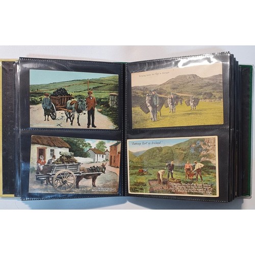 3 - Postcards-Irish Scenes. Depicting Irish way of life relating to the use of Turf. From the cutting, t... 