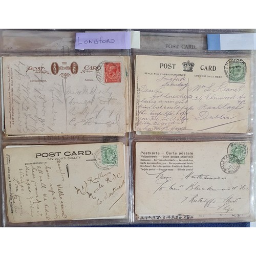 45 - Irish Postmarks: Postcards with postmarks from the following Counties: Carlow, Cavan, Clare, Cork, D... 