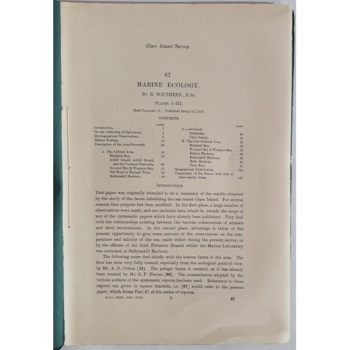 2 - Clare Island Survey- Marine Ecology 1915. 3 illustrated copies