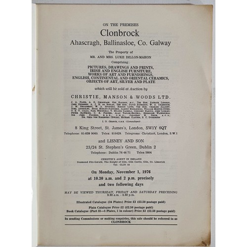29 - Christies illustrated catalogue of Contents of Clonbrock, Ahascragh, Co. Galway sold 1/3 November, 1... 