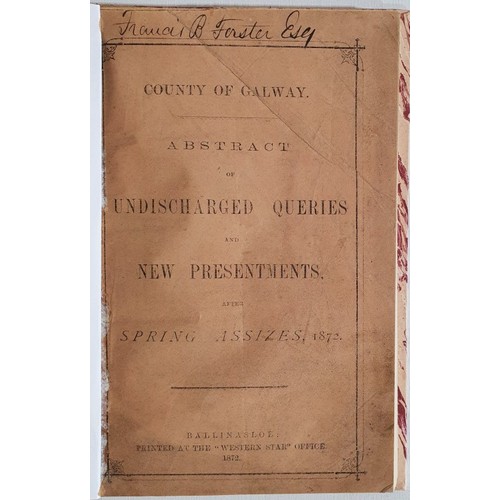 33 - County of Galway - Spring Azzizes 1872. Rare provincial imprint . Printed at the 