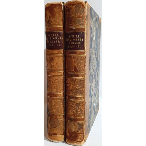 The Achill Missionary Herald and Western Witness exhibiting the Principles and Progress of Christ's Kingdom and exposing the errors and abominations of that section of the Rival Kingdom of Antichrist commonly called The Papacy. 2 large quarto volumes (1) 1856 to 1858 and (2) 1859-1861. An extremely rare unbroken 6 year run of 72 monthly issues (16 pages per issue) of this fundamental Anti-Catholic journal edited by the bigoted Rev. Edward Nangle. Collected issues rarely come on the market