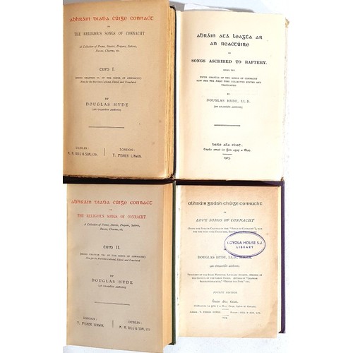 55 - Hyde Douglas: Love Songs of Connacht, Fisher Unwin 1905, Ex libris; Sons Ascribed to Raftery, Dublin... 
