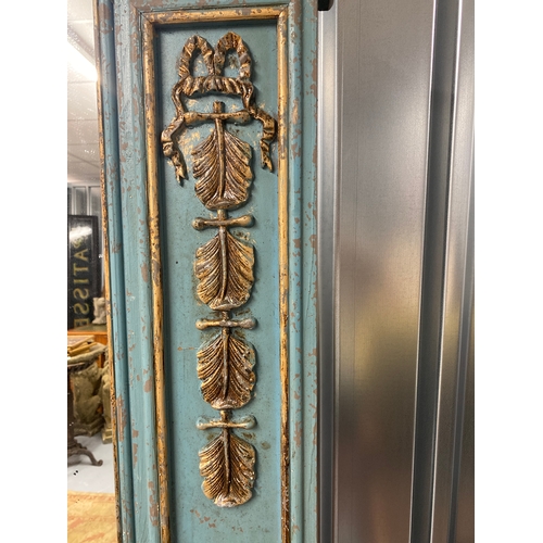 57 - Antique wood and gilt French Trumeau mirror with neoclassical ornamentation