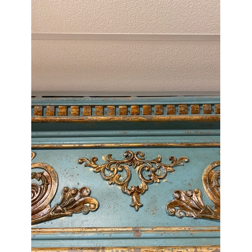 57 - Antique wood and gilt French Trumeau mirror with neoclassical ornamentation