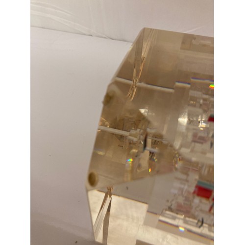 15 - Glass sculpture coloured glass elements within a clear glass composition of cubes within a cube, 5 i... 