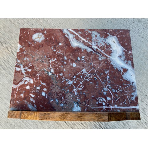 32 - French mid century furniture, marble topped bedroom cabinet, cupboard has a marble line with open st... 