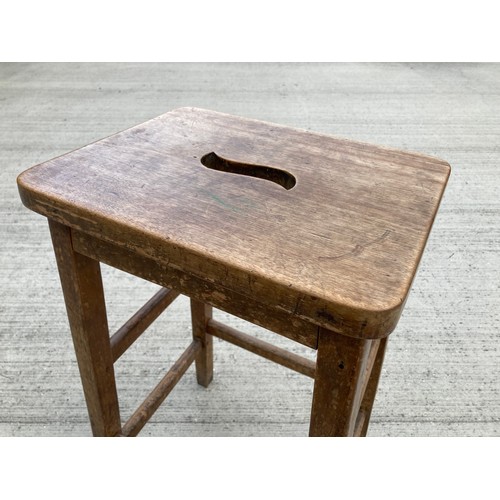37 - Government furniture, laboratory or workshop stool, beech frame with an elm seat marked GR VI with a... 