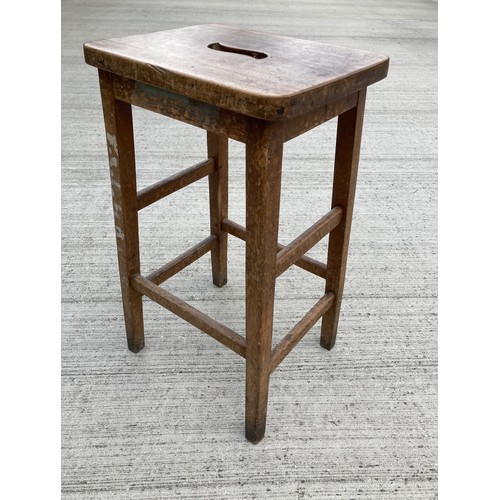 37 - Government furniture, laboratory or workshop stool, beech frame with an elm seat marked GR VI with a... 