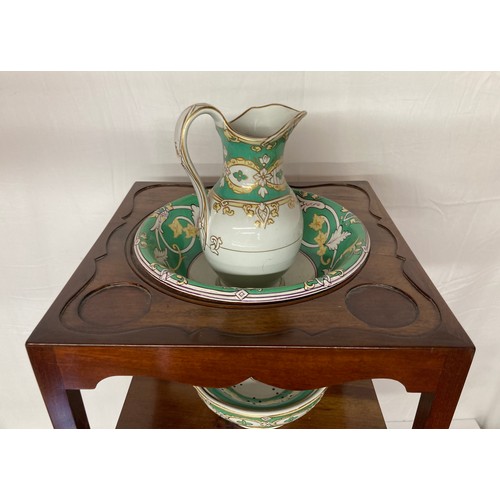 44 - C19th furniture, a mahogany wash stand with a hidden drawer and some ceramic fittings

Collection on... 