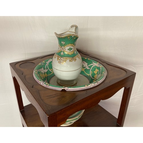 44 - C19th furniture, a mahogany wash stand with a hidden drawer and some ceramic fittings

Collection on... 