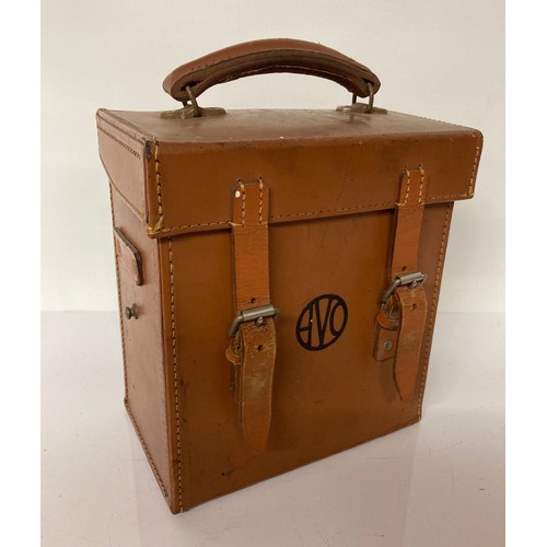 52 - Automoblila tools, a bakelite cased Avo meter in a leather carry case 8 inches x 5 inches x 9 inches... 
