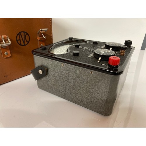 52 - Automoblila tools, a bakelite cased Avo meter in a leather carry case 8 inches x 5 inches x 9 inches... 