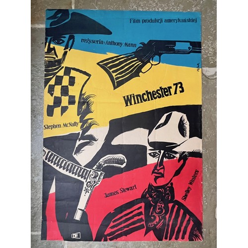 176 - Original 1958 Linen backed Polish art film poster for the classic western movie,  Winchester 73, 84 ... 