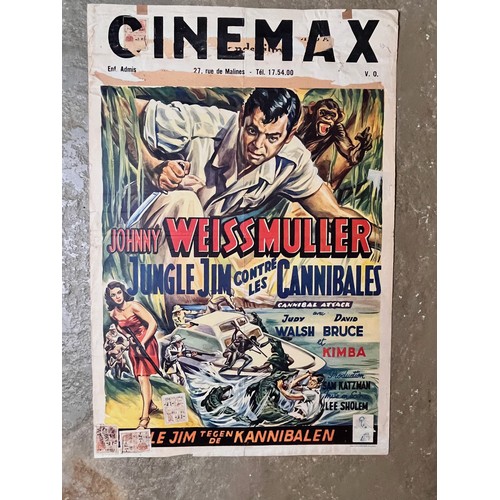 181 - Movie Poster, Jonny Weissmuller film Jungle Jim Cannibal Attack, 55cm x  37 cm

This lot is availabl... 