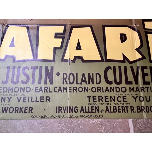 186 - Large movie poster, 1956 film Safari with Victor Mature and Janet Leigh, 157 cm x 116 cm

This lot i... 