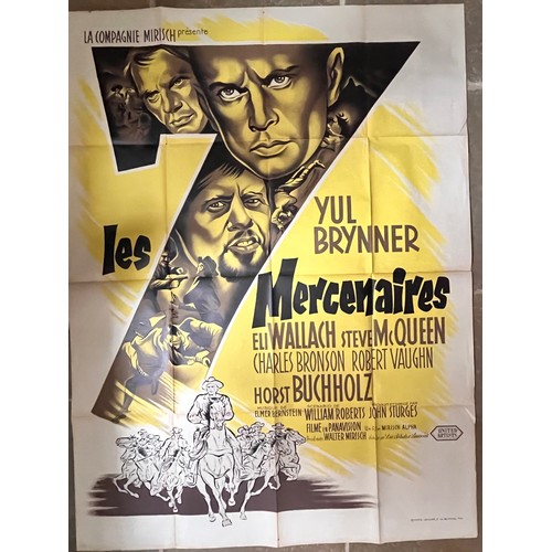 189 - Large Movie Poster, 1960 film Magnificent Seven, staring Yul Bryner and Steve McQueen 160 cm x 118 c... 