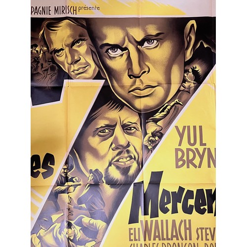 189 - Large Movie Poster, 1960 film Magnificent Seven, staring Yul Bryner and Steve McQueen 160 cm x 118 c... 