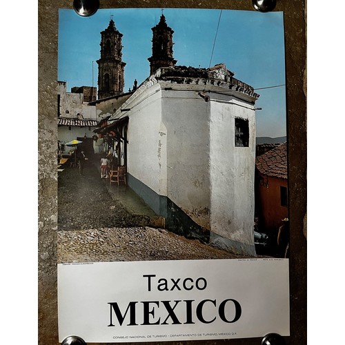 193 - Travel advertising poster,  Taxco Mexico, Mexican tourism poster 1970’s, 65 cm x 45 cm.

This lot is... 