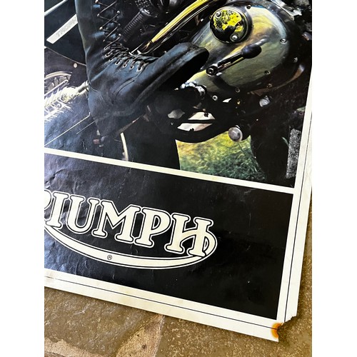 222 - Automobilia, motoring ephemera, advertising poster for Triumph motorcycles 71 cm x 45 cm.


This lot... 