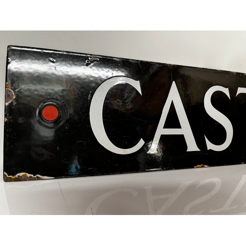 228 - Automobilia, Rare garage and oil enamel advertising sign Castrol, double sided and with a red marker... 