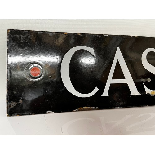 228 - Automobilia, Rare garage and oil enamel advertising sign Castrol, double sided and with a red marker... 