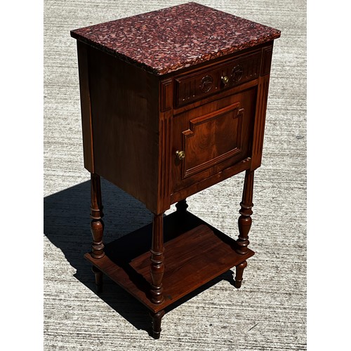 41 - A Pink Marble topped storage unit under shelf with carved decoration to the drawer front.

This lot ... 