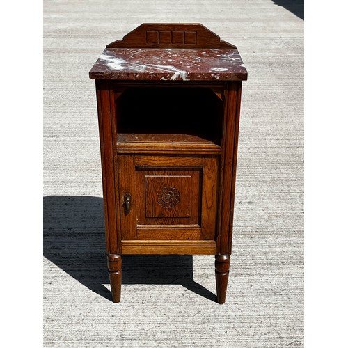 47 - Marble topped bedside storage unit of utilitarian construction.

This lot is collection only