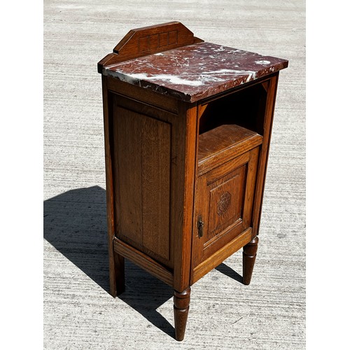 47 - Marble topped bedside storage unit of utilitarian construction.

This lot is collection only