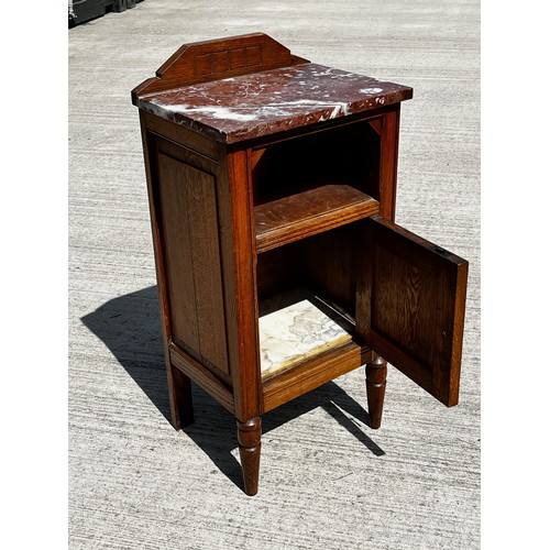 47 - Marble topped bedside storage unit of utilitarian construction.

This lot is collection only