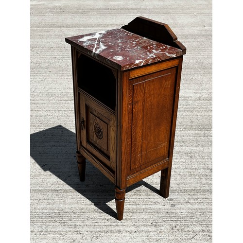 47 - Marble topped bedside storage unit of utilitarian construction.

This lot is collection only