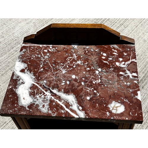 47 - Marble topped bedside storage unit of utilitarian construction.

This lot is collection only