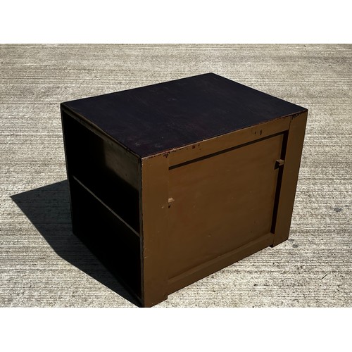 50 - Painted mahogany storage unit  with a single drawer over a two door cupboard, the sides are recessed... 