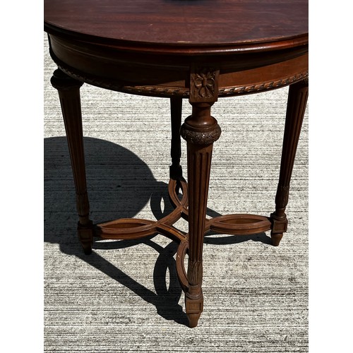 52 - Edwardian side table with a quatrefoil stretcher to the four turned legs.

This lot is collection on... 