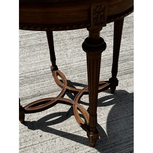 52 - Edwardian side table with a quatrefoil stretcher to the four turned legs.

This lot is collection on... 