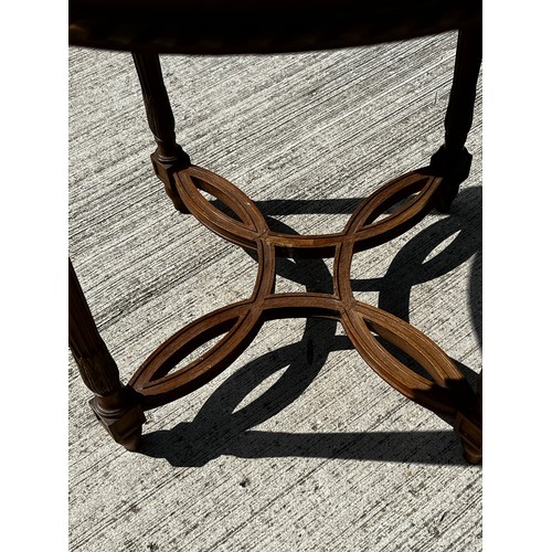 52 - Edwardian side table with a quatrefoil stretcher to the four turned legs.

This lot is collection on... 