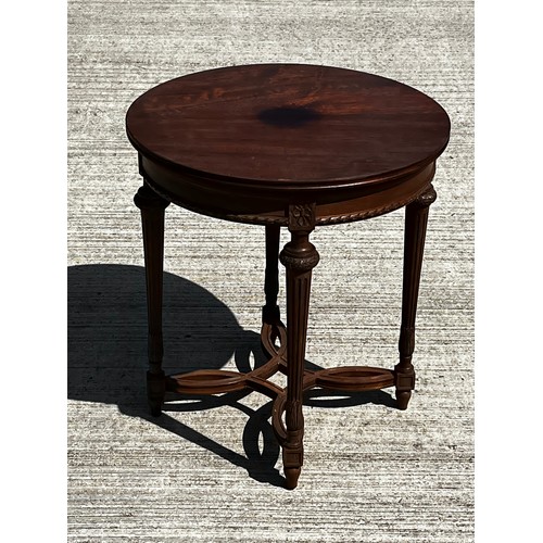 52 - Edwardian side table with a quatrefoil stretcher to the four turned legs.

This lot is collection on... 