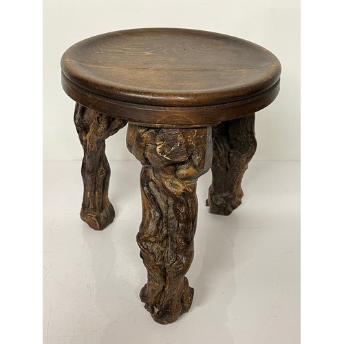 55 - French folk art table, local Burgundy craftsman made using old grape vines. Overall height 13.5 inch... 