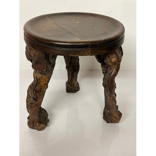 55 - French folk art table, local Burgundy craftsman made using old grape vines. Overall height 13.5 inch... 