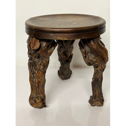 55 - French folk art table, local Burgundy craftsman made using old grape vines. Overall height 13.5 inch... 